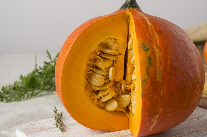 delicious pumpkin wooden board